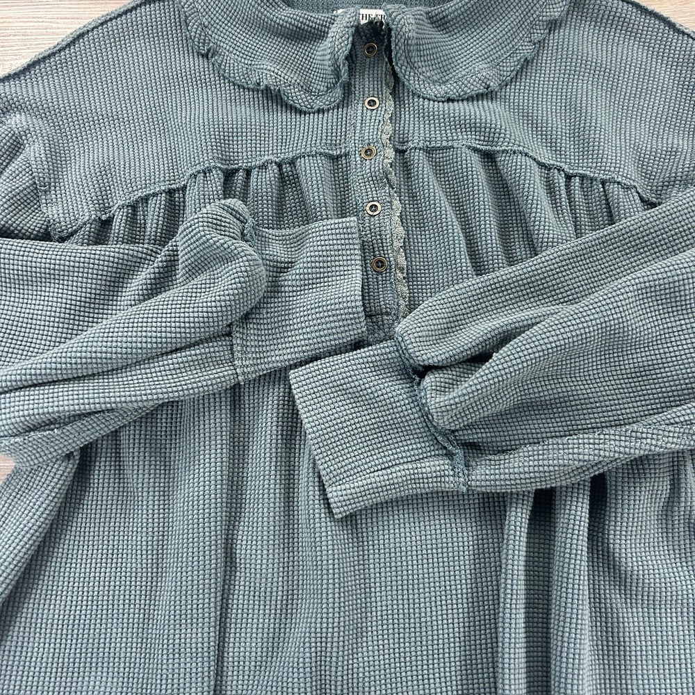 We The Free Teal Long Sleeve Waffle-Knit Top - Picture 6 of 14